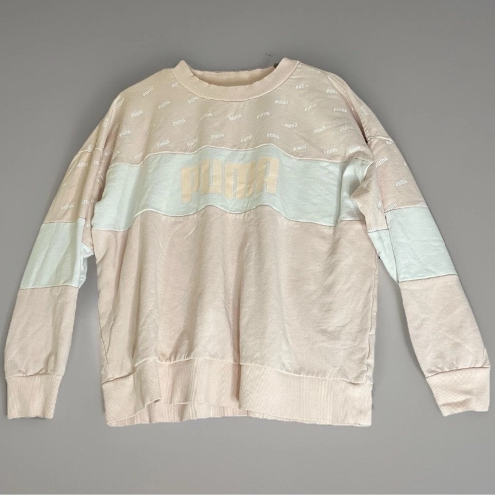Puma Crew Neck Pink Pullover Sweatshirt Women’s Size Large Athleisure‎ Sporty